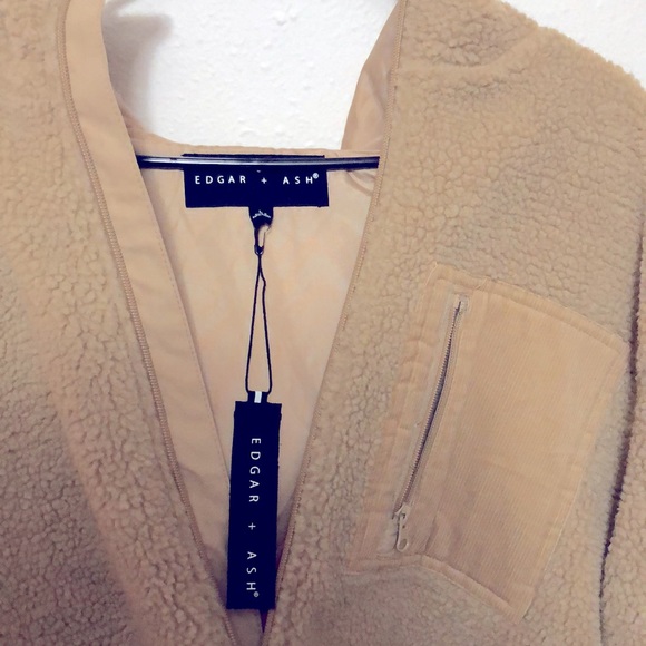 Edgar + Ash zip front sherpa teddy coat jacket L - Picture 2 of 5